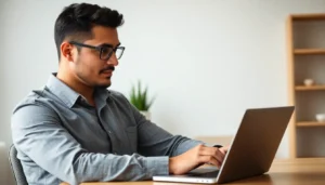 man working on laptop - Zero-click search impact on small businesses