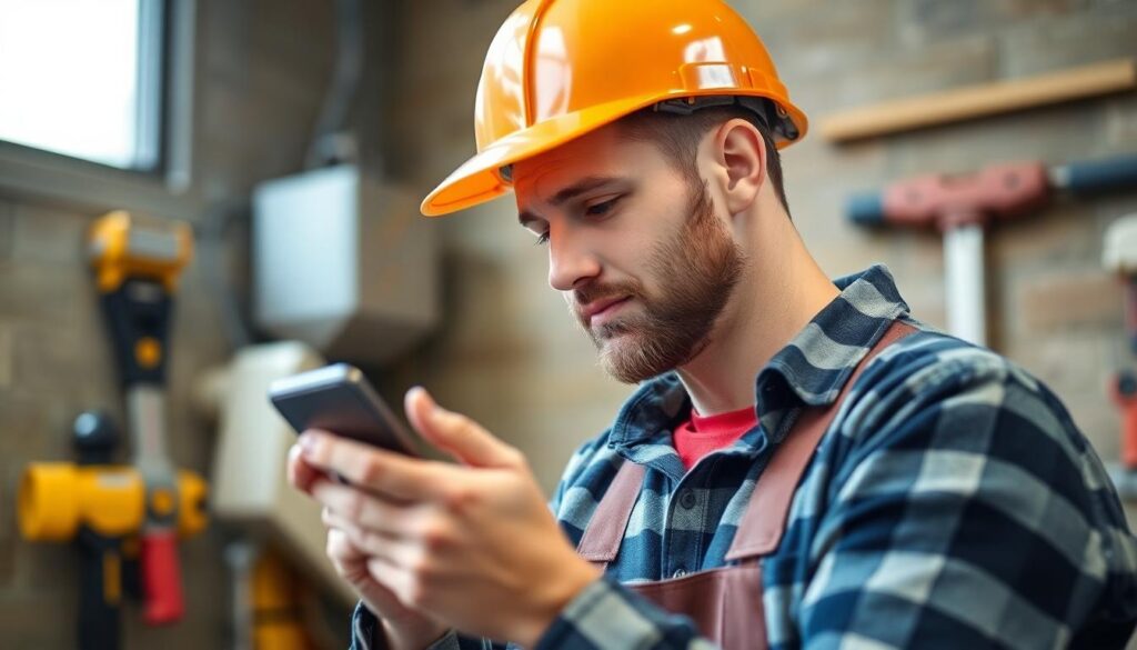 local handyman looking at smartphone - white label local seo