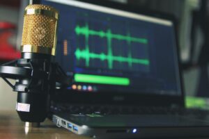 Microphone attached to a laptop