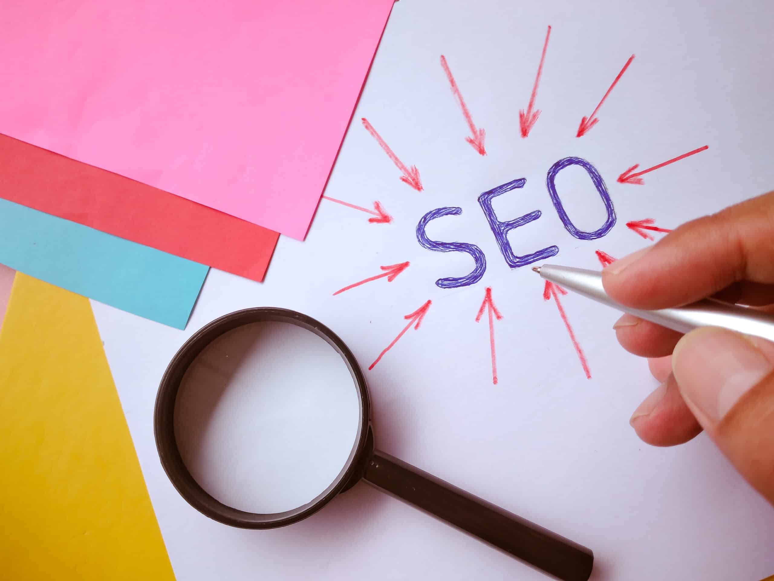 illustration of SEO on paper