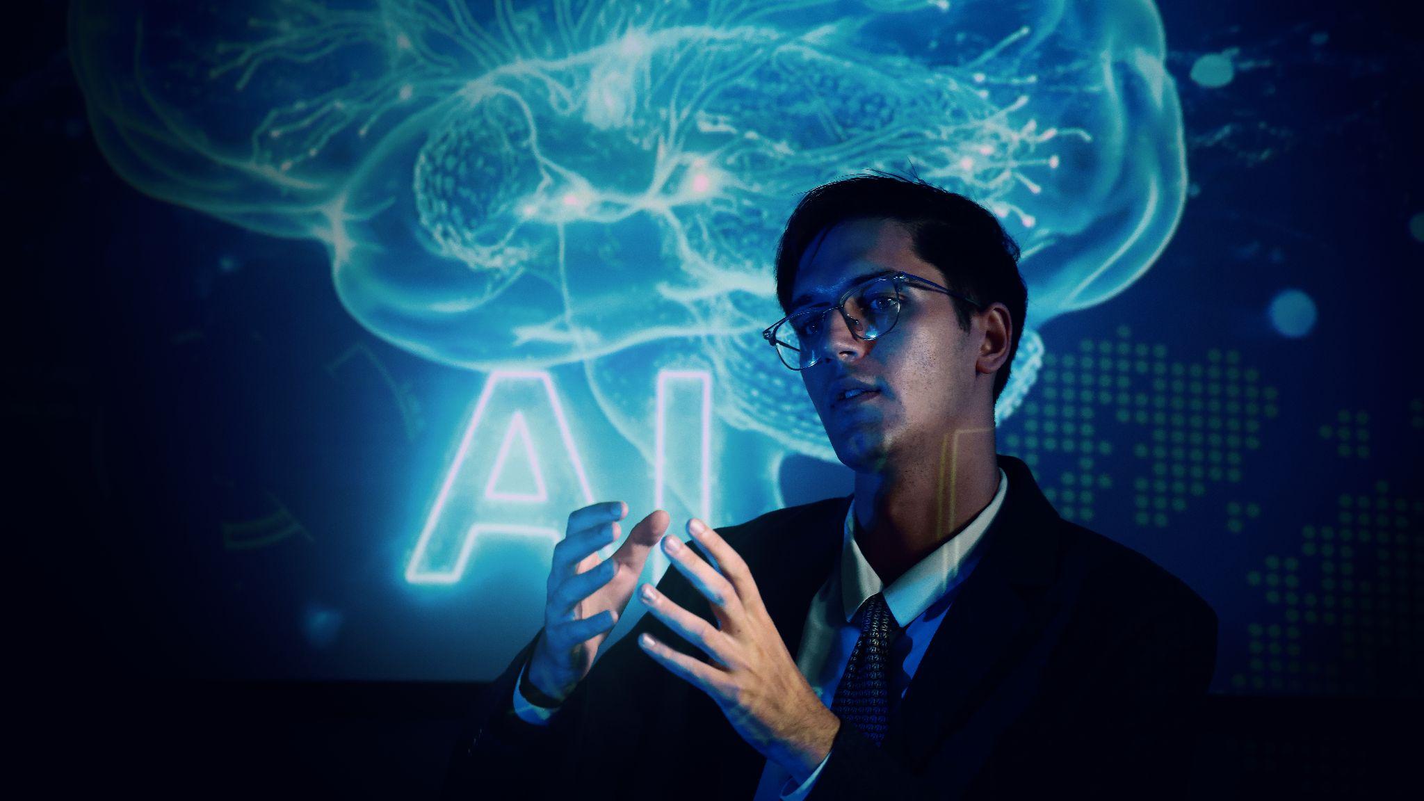 person talking about AI