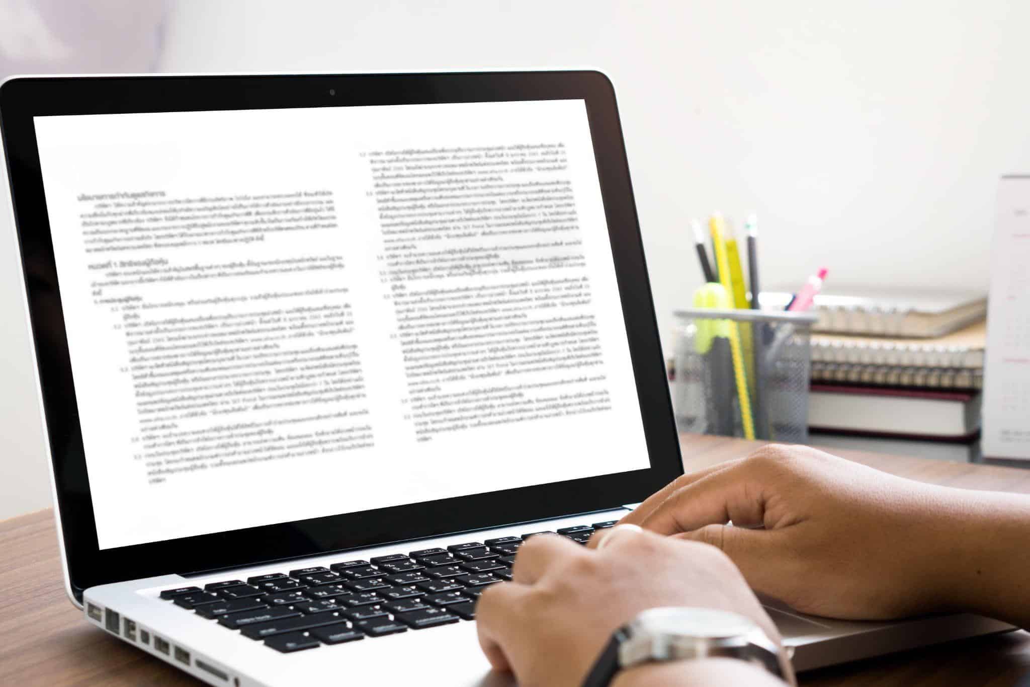 person editing a document